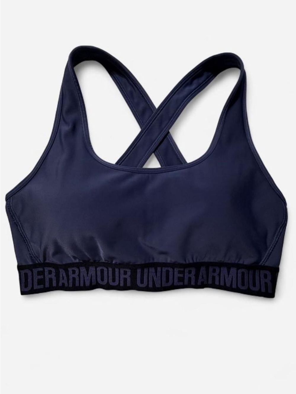 Under Armour Dark Navy Crossback Sports Bra with Branded Band